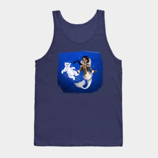 Arctic Mermaid Swimming with a Polar Bear Cub Tank Top